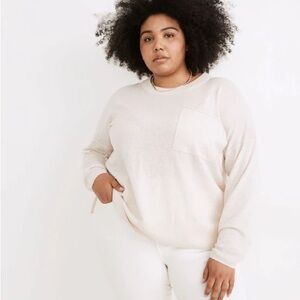 MADEWELL Lightweight Pocket Pullover Sweater Linen Blend in Heather Calico